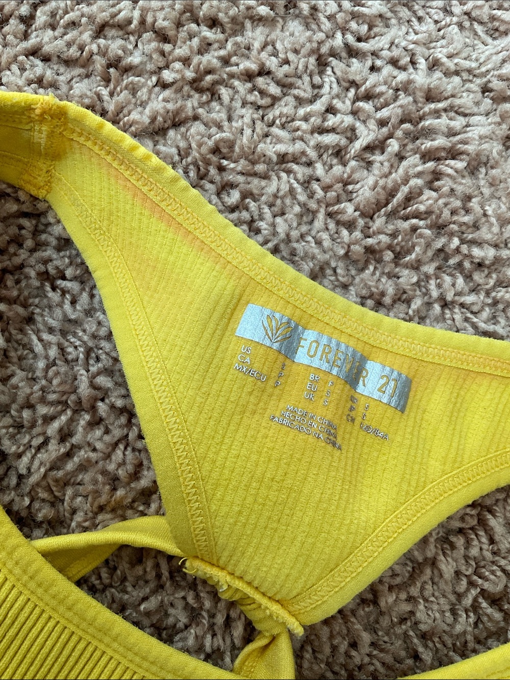 Forever 21 Yellow Ribbed Racerback Sports Bra - Picture 7 of 7